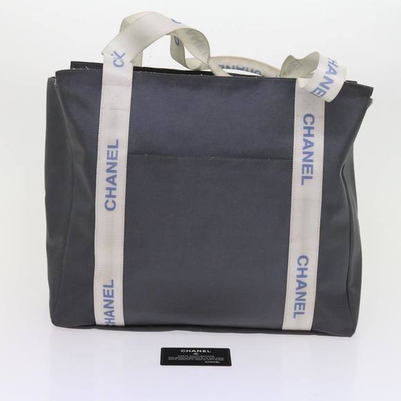 CHANEL Tote Bag Nylon Gray CC Auth yk9320 - Picture 12 of 16